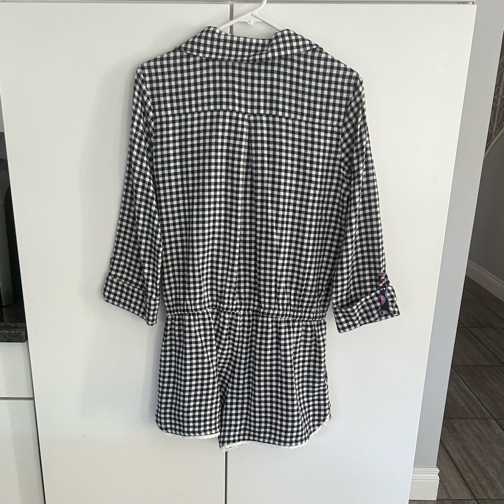 Jane and Bleeker Navy and White Gingham Romper Size M - Picture 2 of 9